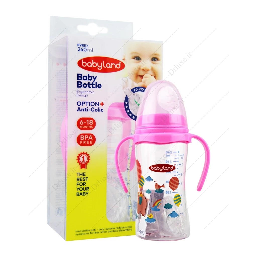 شیشه شیرخوری سرگرد دسته دار پیرکس 6-18 ماه بی بی لند